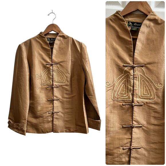 Mirasol Flaw Gold Lightweight Tang Jacket Silk Lined Size Small Asian Style - Picture 14 of 14